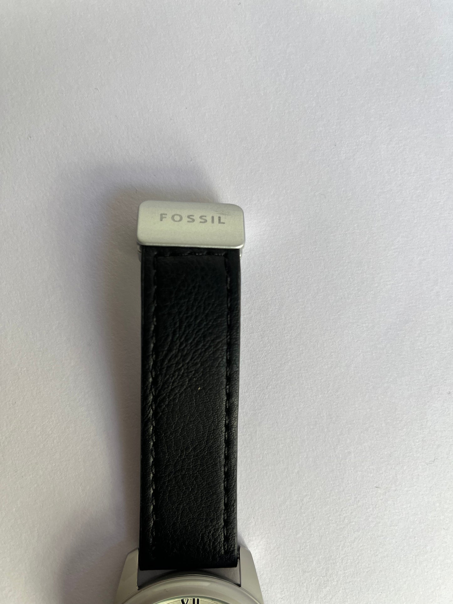 Fossil Q Men’s Classic Analog Watch with White Roman Dial & Black Leather Strap