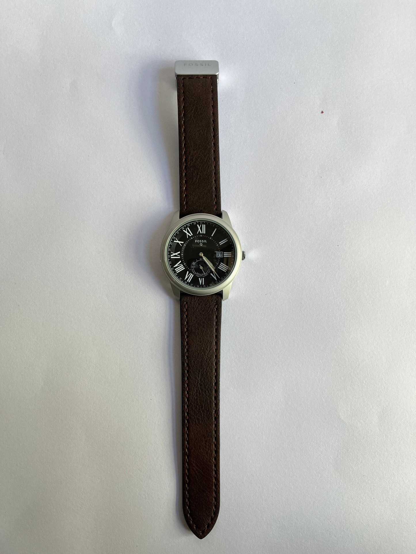 Fossil Q Men’s Classic Analog Watch with Black Roman Dial & Brown Leather Strap