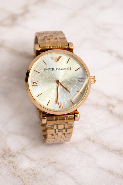 Luxury Gold Dial Stainless Steel Watch for Women