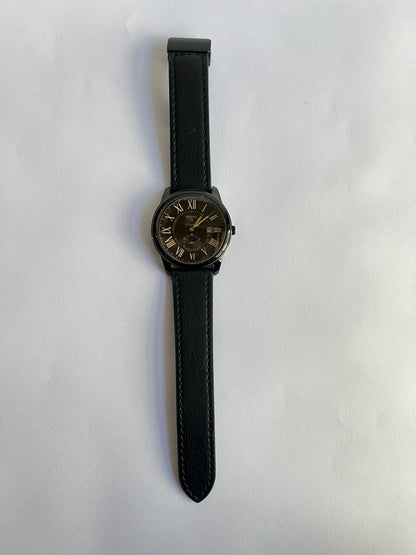Classic Black Roman Dial Leather Strap Watch for Men