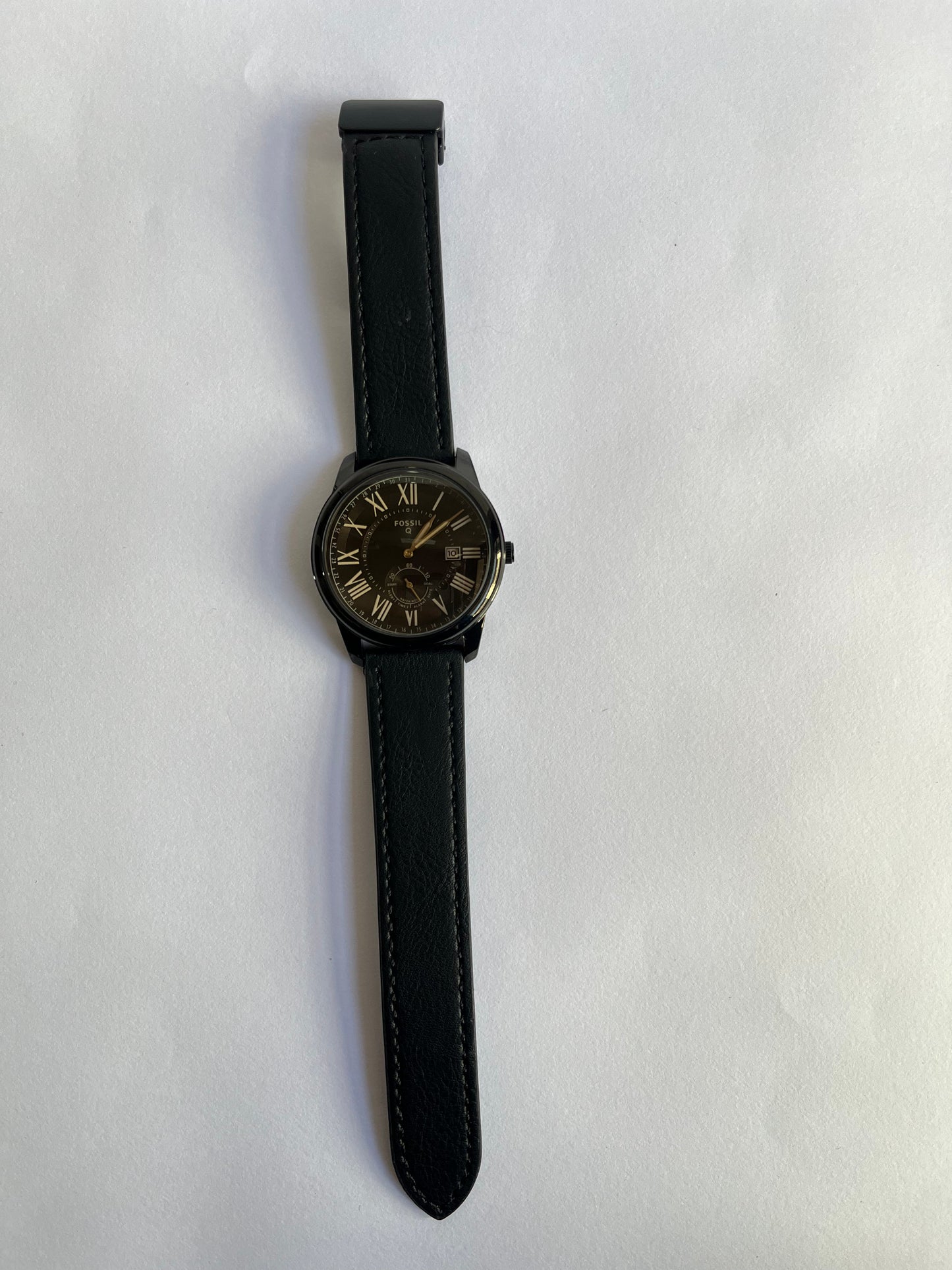 Classic Black Roman Dial Leather Strap Watch for Men