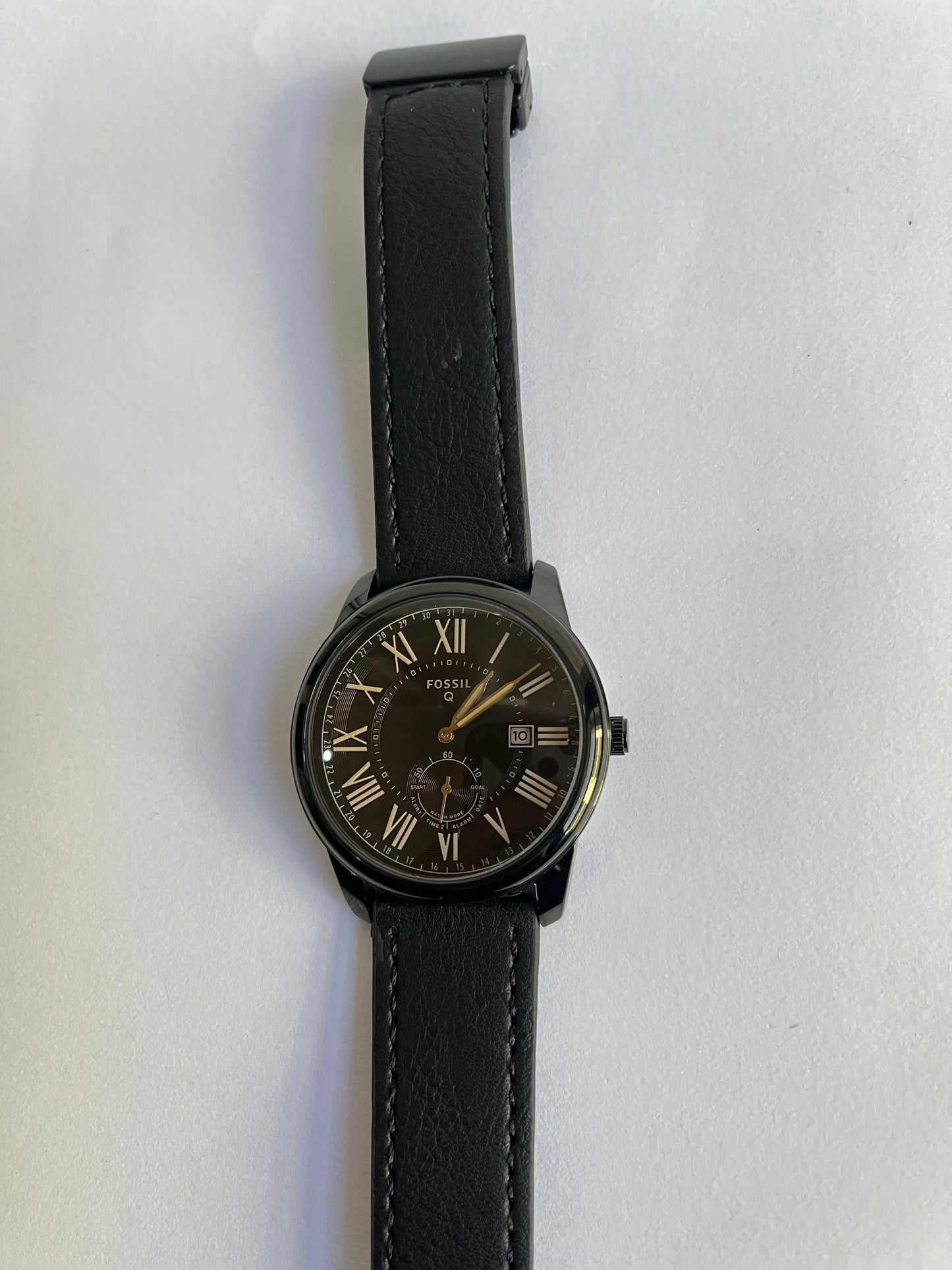 Classic Black Roman Dial Leather Strap Watch for Men