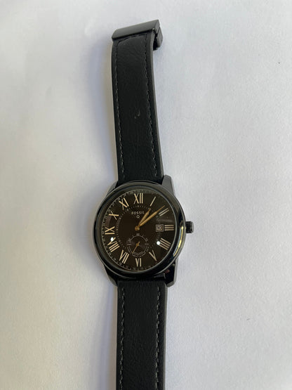 Classic Black Roman Dial Leather Strap Watch for Men