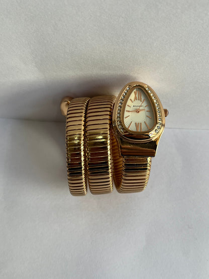 Et Luxury Gold Oval Dial Bracelet Watch with Crystal Bezel