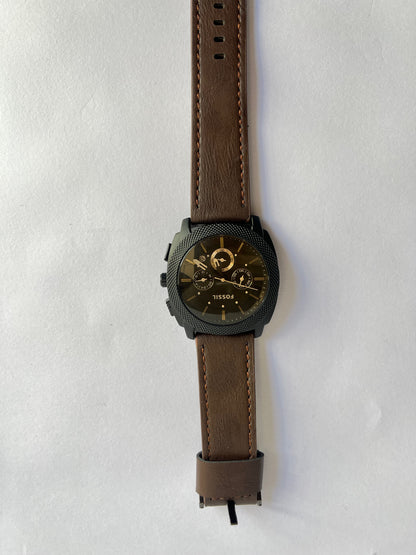 Fossil Men’s Chronograph Watch with Brown Leather Strap & Black Dial