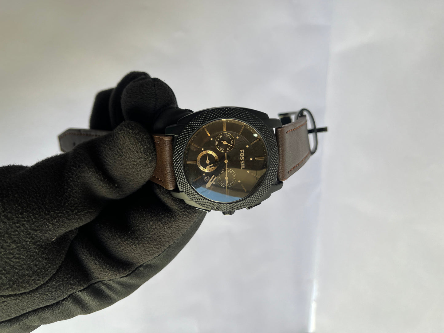Fossil Men’s Chronograph Watch with Brown Leather Strap & Black Dial