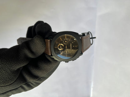 Fossil Men’s Chronograph Watch with Brown Leather Strap & Black Dial