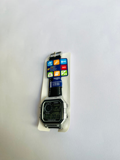 Casio World Time Illuminator Digital Watch with Leather Strap