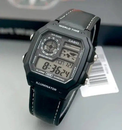 ET Rugged Digital Sports Watch with World Time & Illuminator